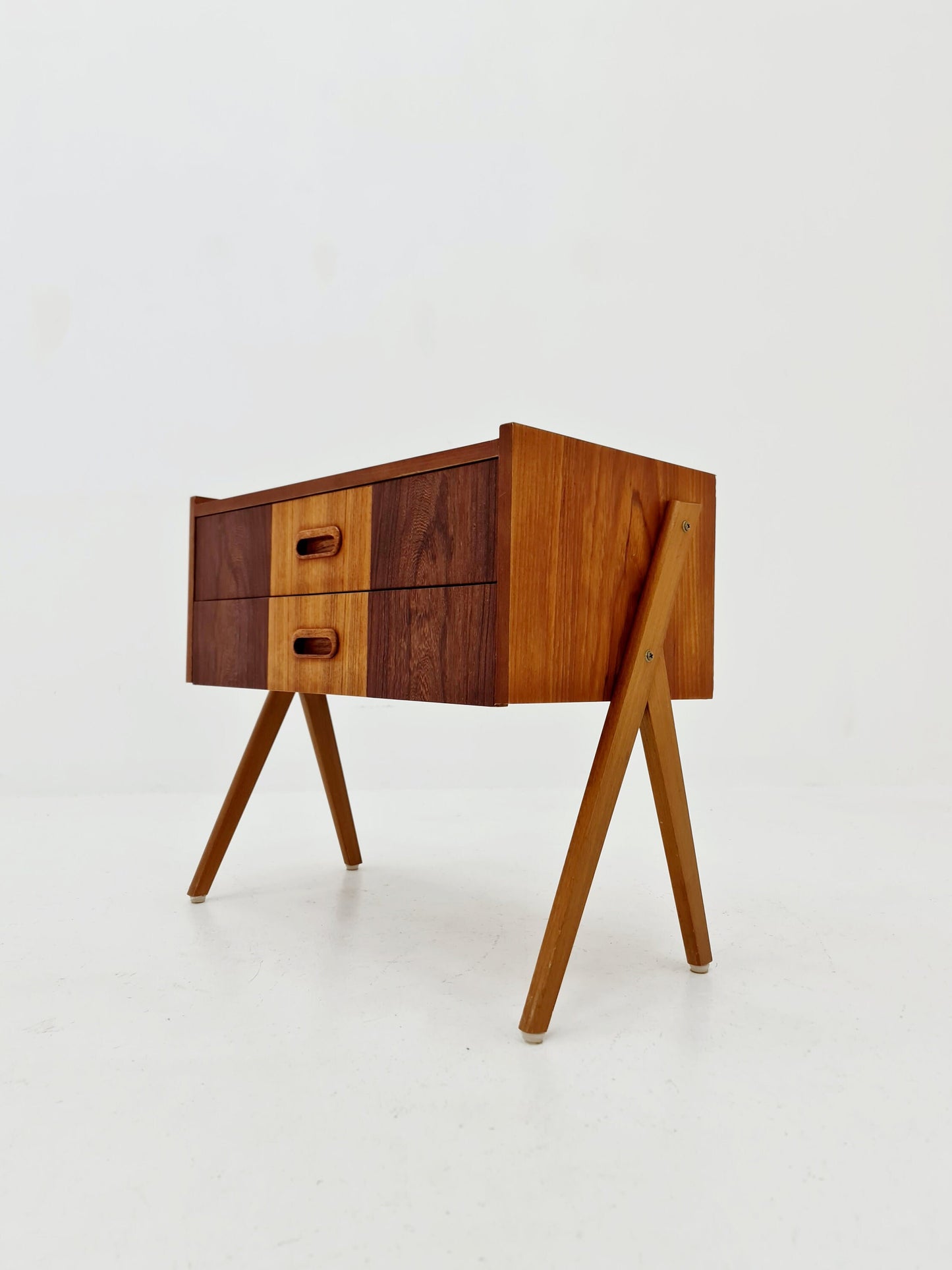 Midcentury Danish teak & Rosewood vintage Side table/ Bedside table/ Night stand with two drawers, 1960s