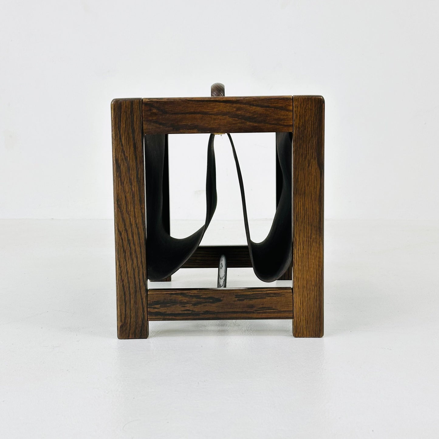 Mid century wood & Suede Magazine Rack by Aksel Kjersgaard, 1960s