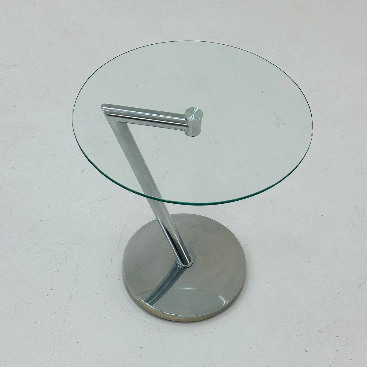 Set of 2 Vintage glass chrome side table /end table 1980s
