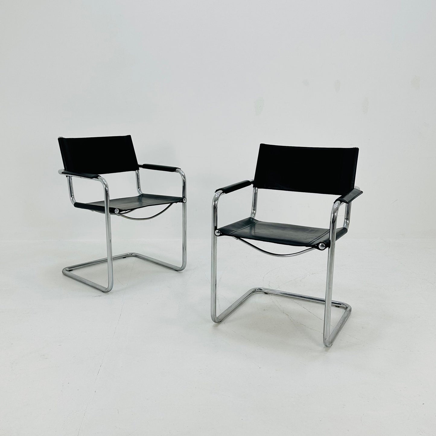 1 of 8 original Model MG5 Centro Studi desk black leather chair by Mart Stam & Marcel Breuer for Matteo Grassi, 1970s