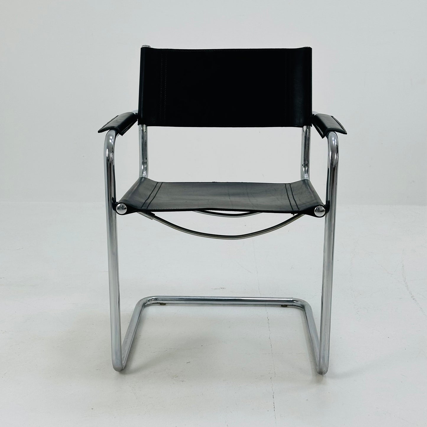 1 of 8 original Model MG5 Centro Studi desk black leather chair by Mart Stam & Marcel Breuer for Matteo Grassi, 1970s