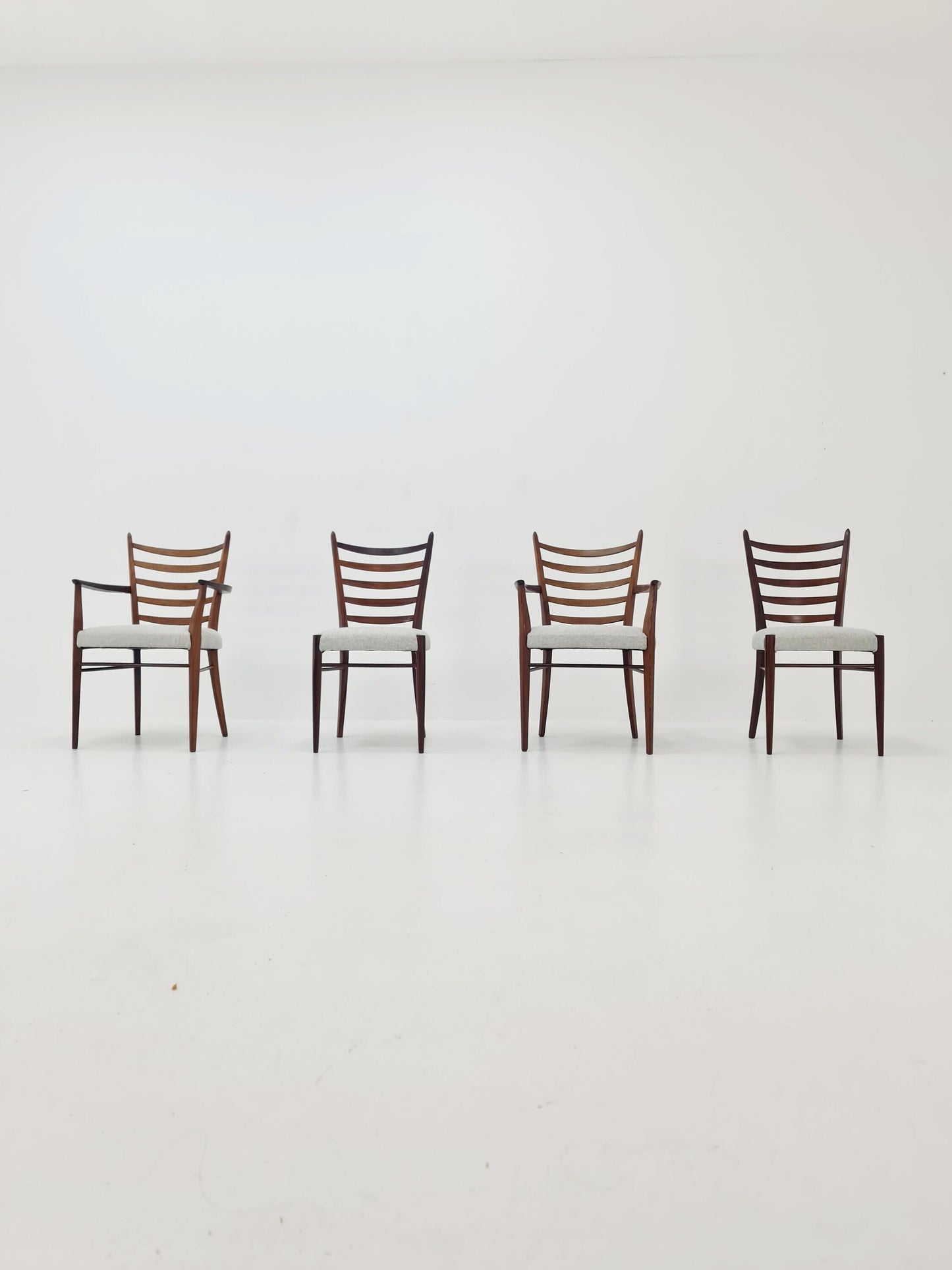 Danish teak fabric dining chairs 1960s, set of 4