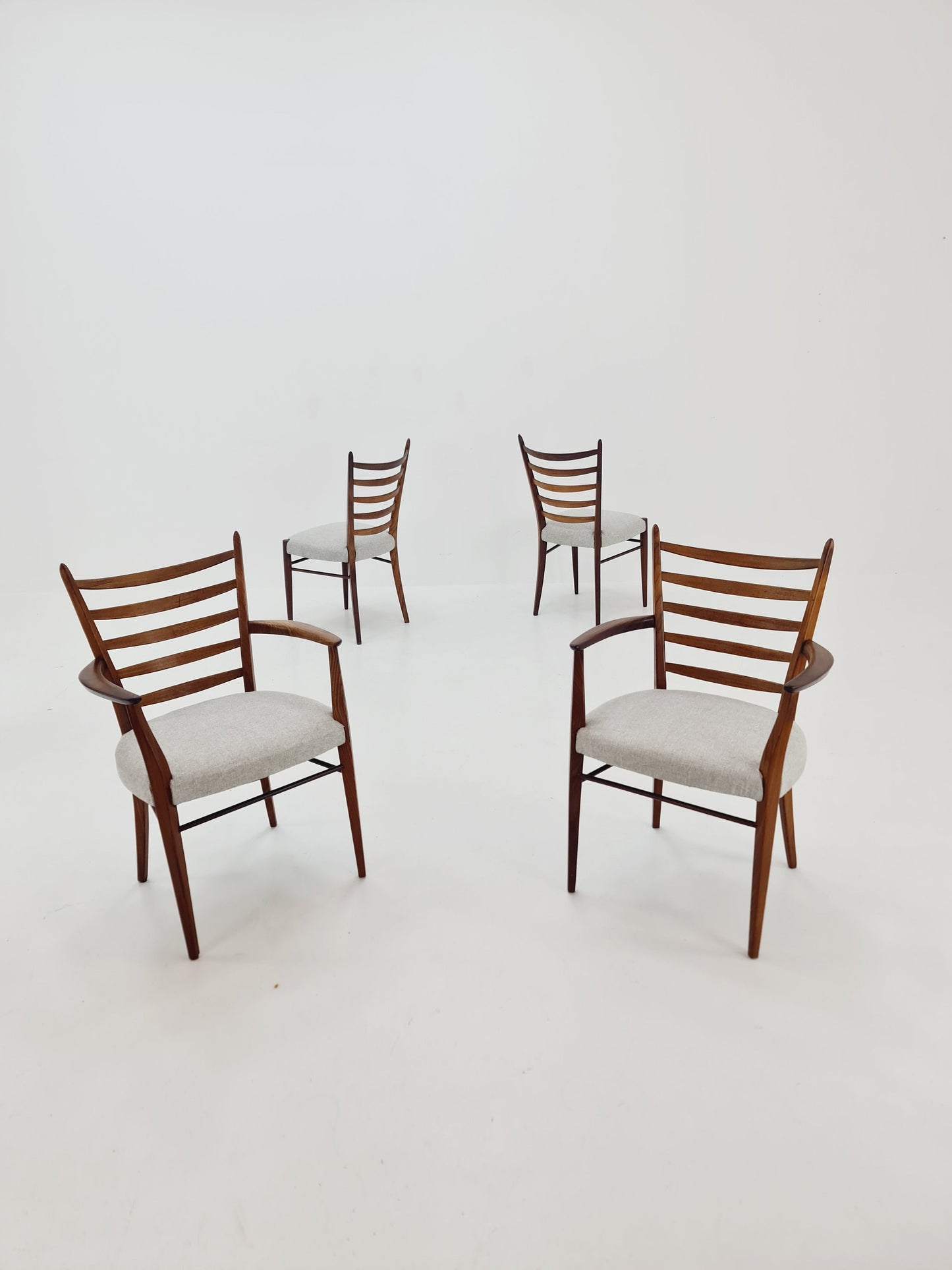 Danish teak fabric dining chairs 1960s, set of 4