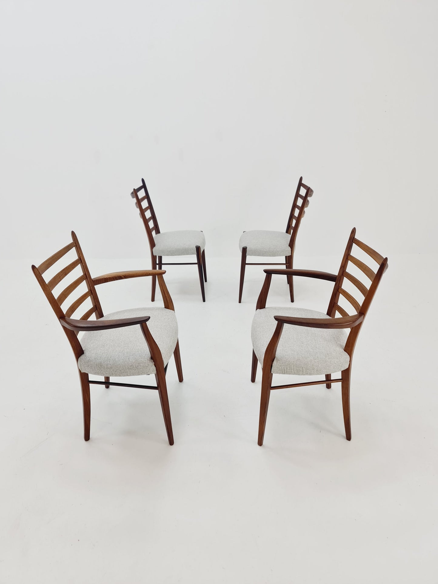 Danish teak fabric dining chairs 1960s, set of 4