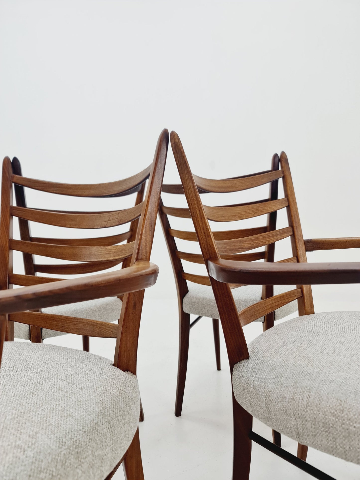Danish teak fabric dining chairs 1960s, set of 4