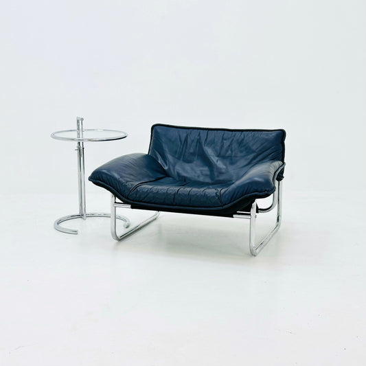 Bauhaus black leather lounge chair by Johan Bertil Häggström for Ikea 1980s
