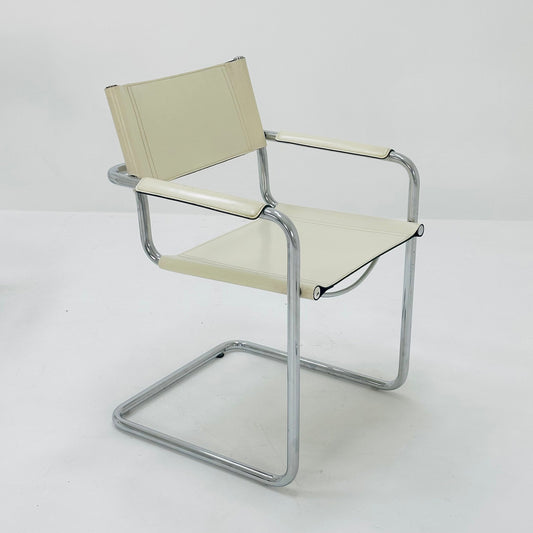 1 of 6 Model MG5 Centro Studi dining white leather chair by Mart Stam & Marcel Breuer for Matteo Grassi, 1980s