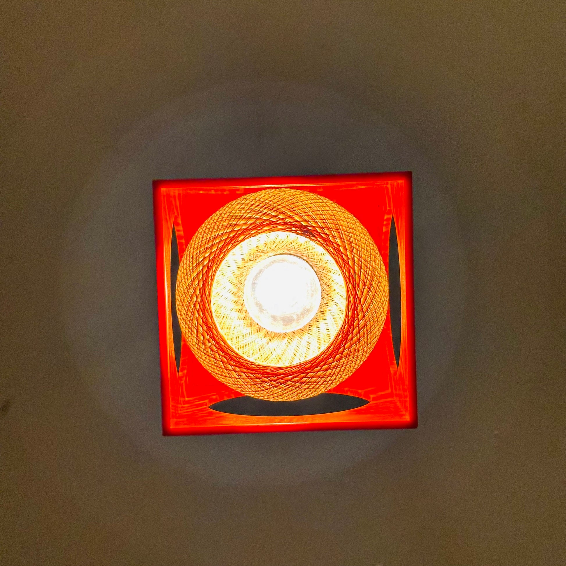 Space Age orange Cube Pendant Lamp by Richard Essig, Type 4022