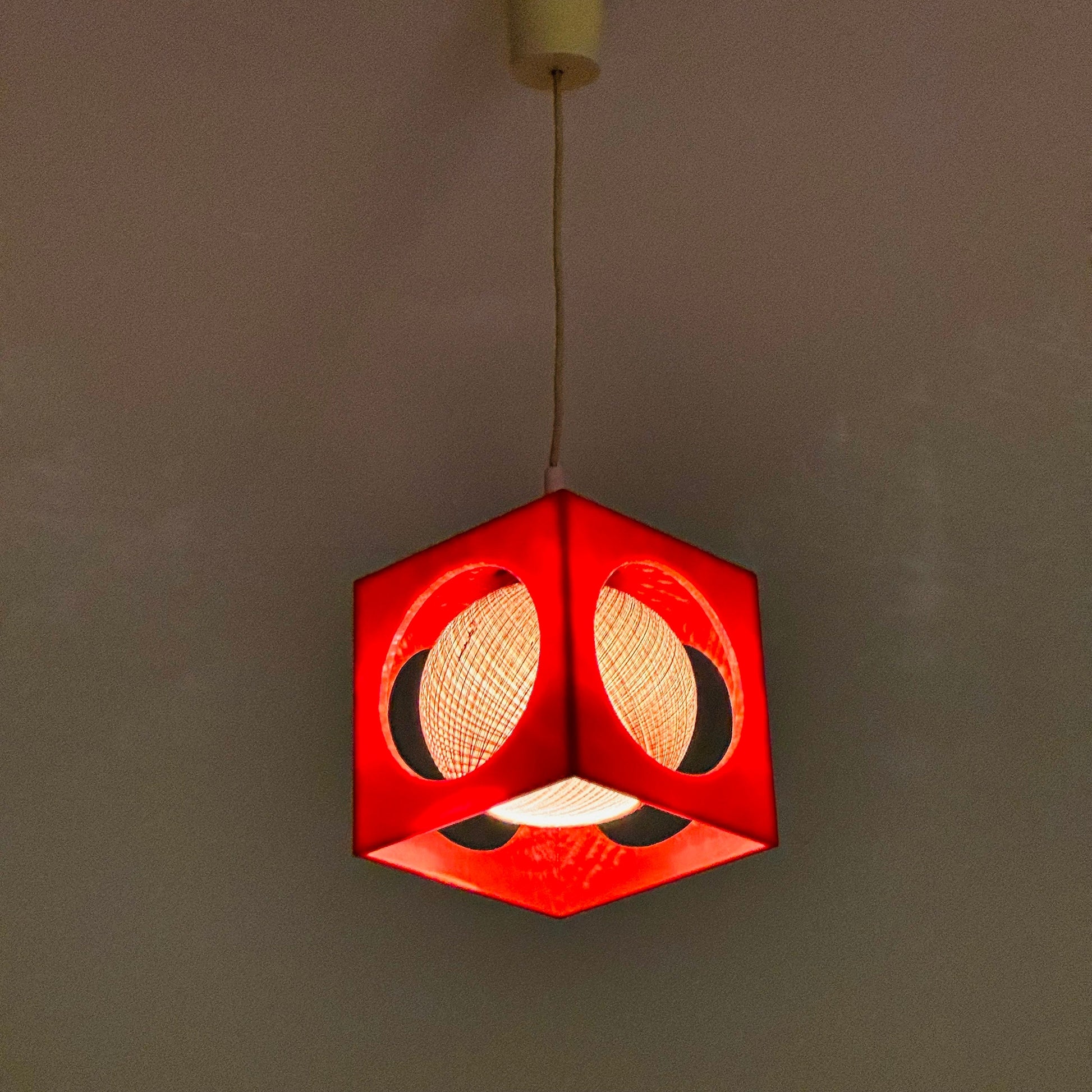 Space Age orange Cube Pendant Lamp by Richard Essig, Type 4022