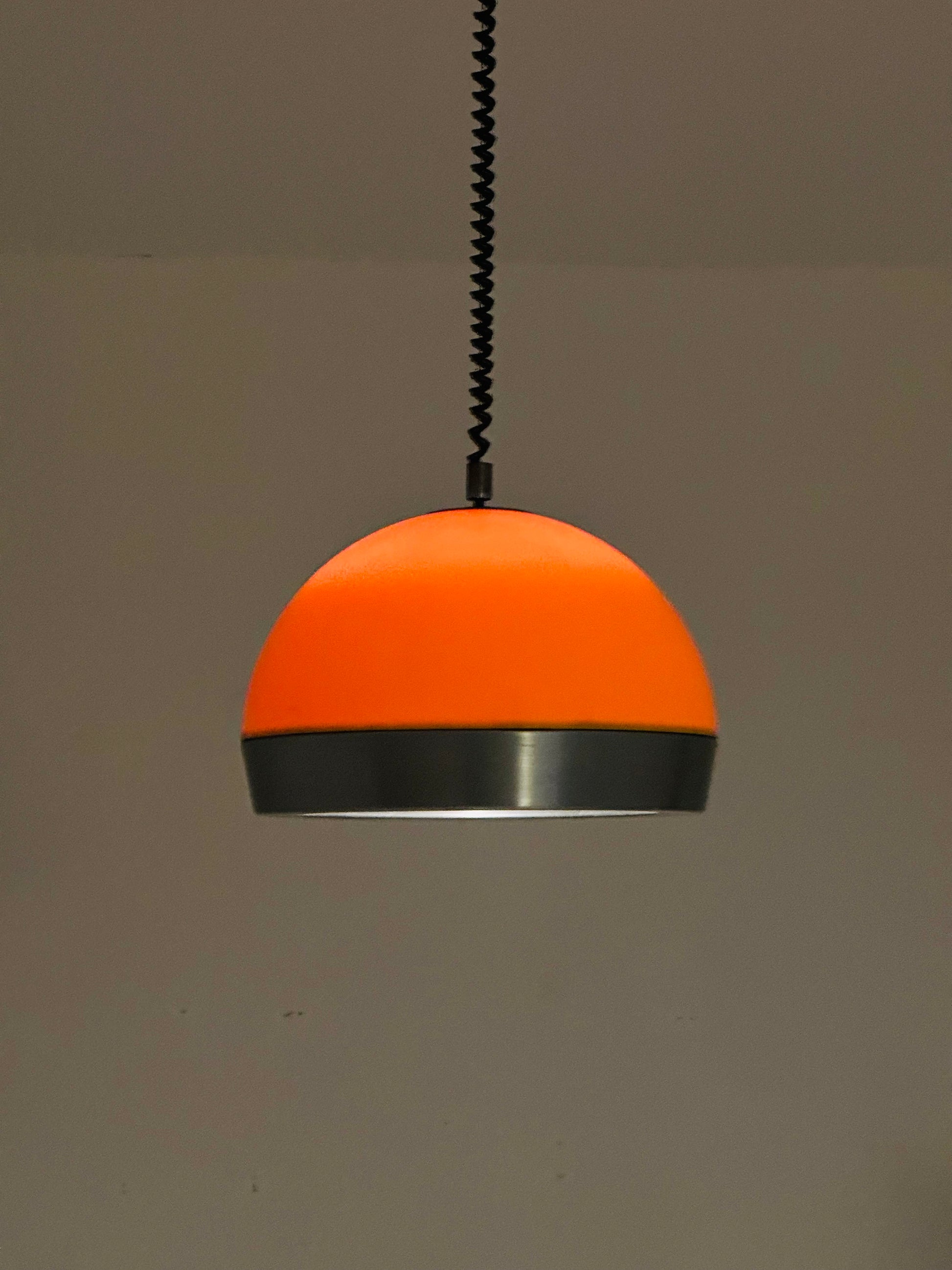 Space Age orange plastic adjustable pendant lamp 1970s