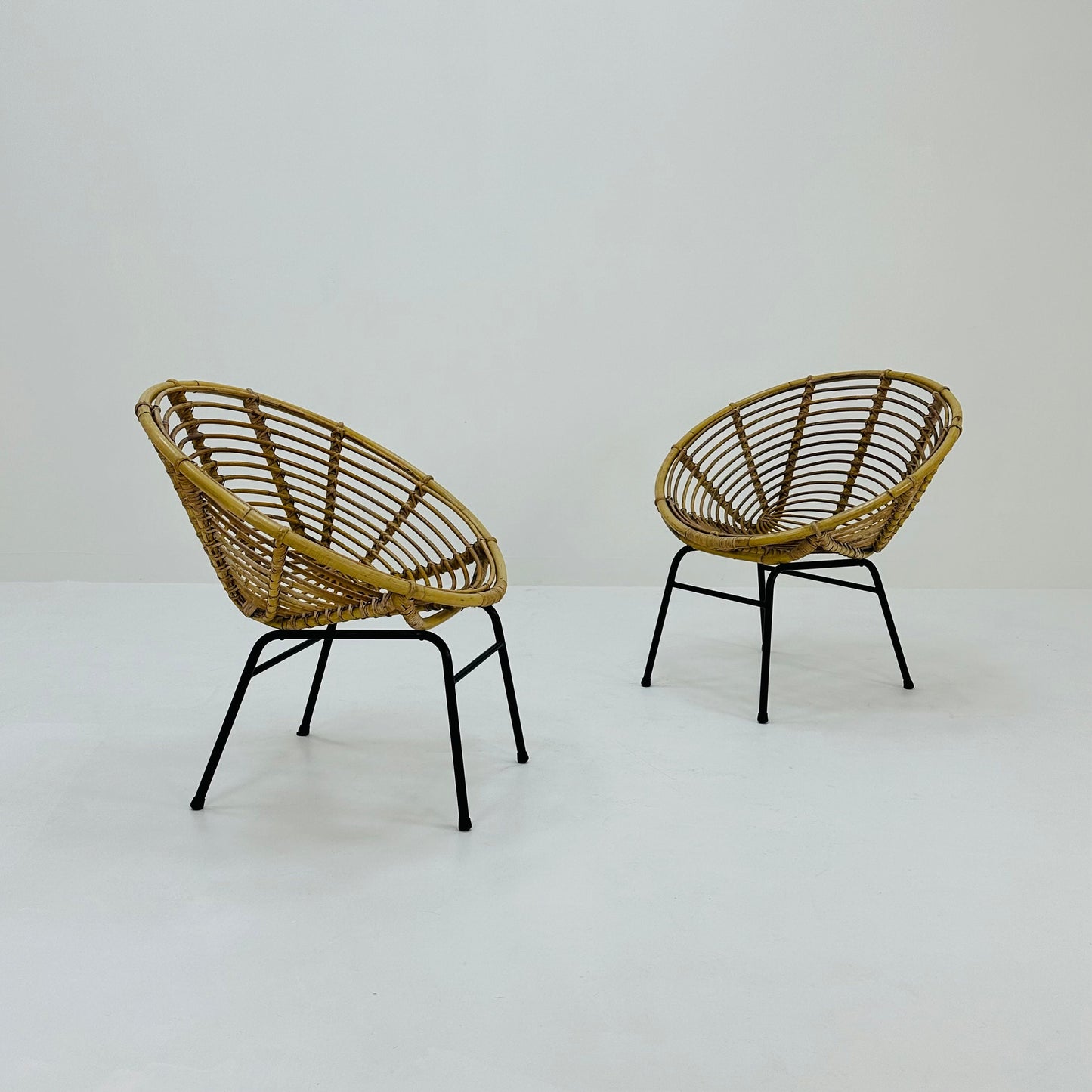 Mid-Century Bamboo & Metal Chairs from Rohe Noordwolde, 1960s, Set of 2