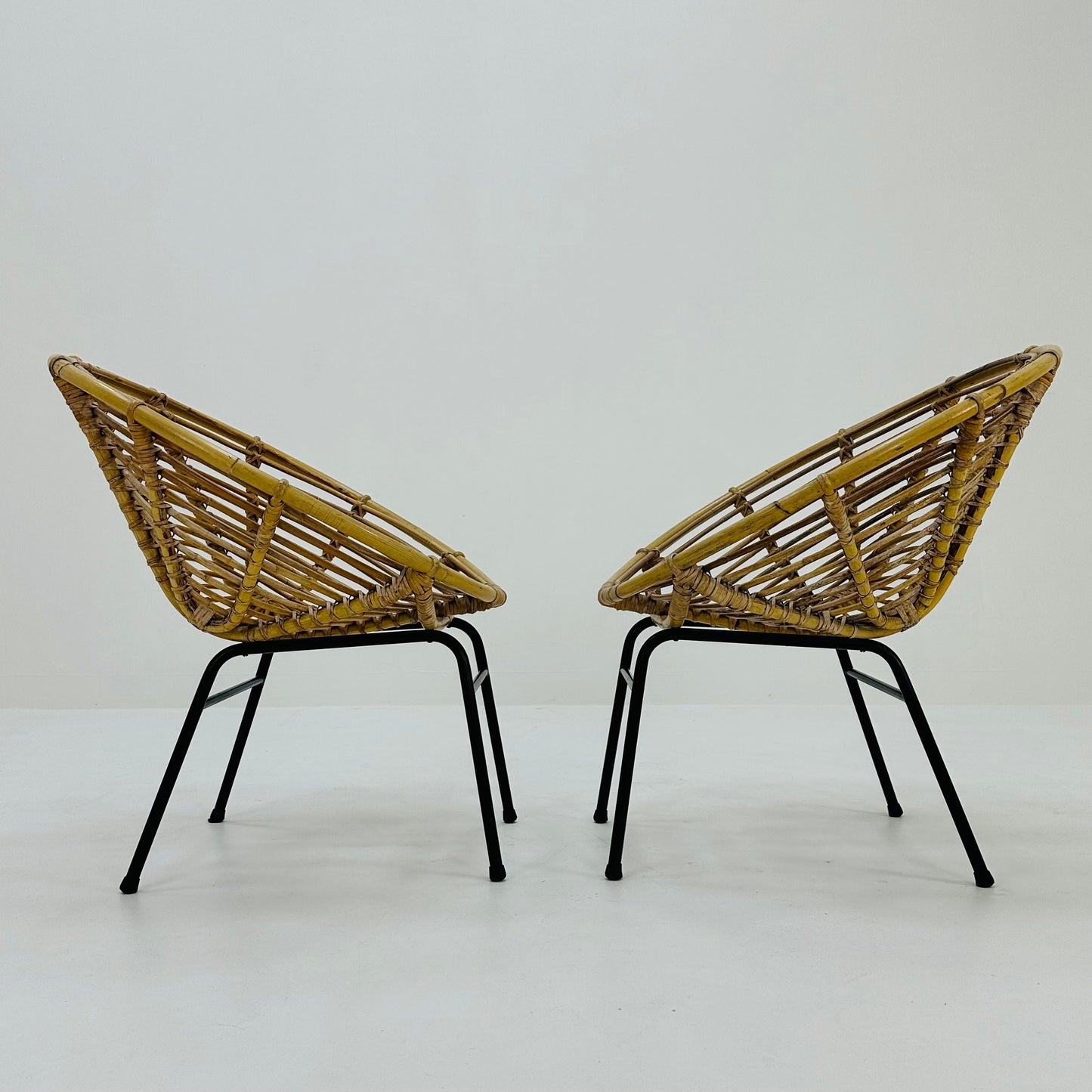Mid-Century Bamboo & Metal Chairs from Rohe Noordwolde, 1960s, Set of 2