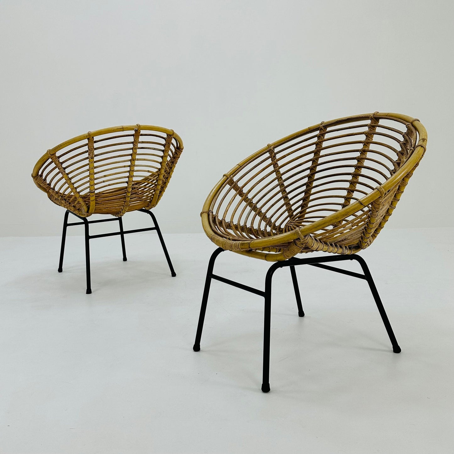 Mid-Century Bamboo & Metal Chairs from Rohe Noordwolde, 1960s, Set of 2