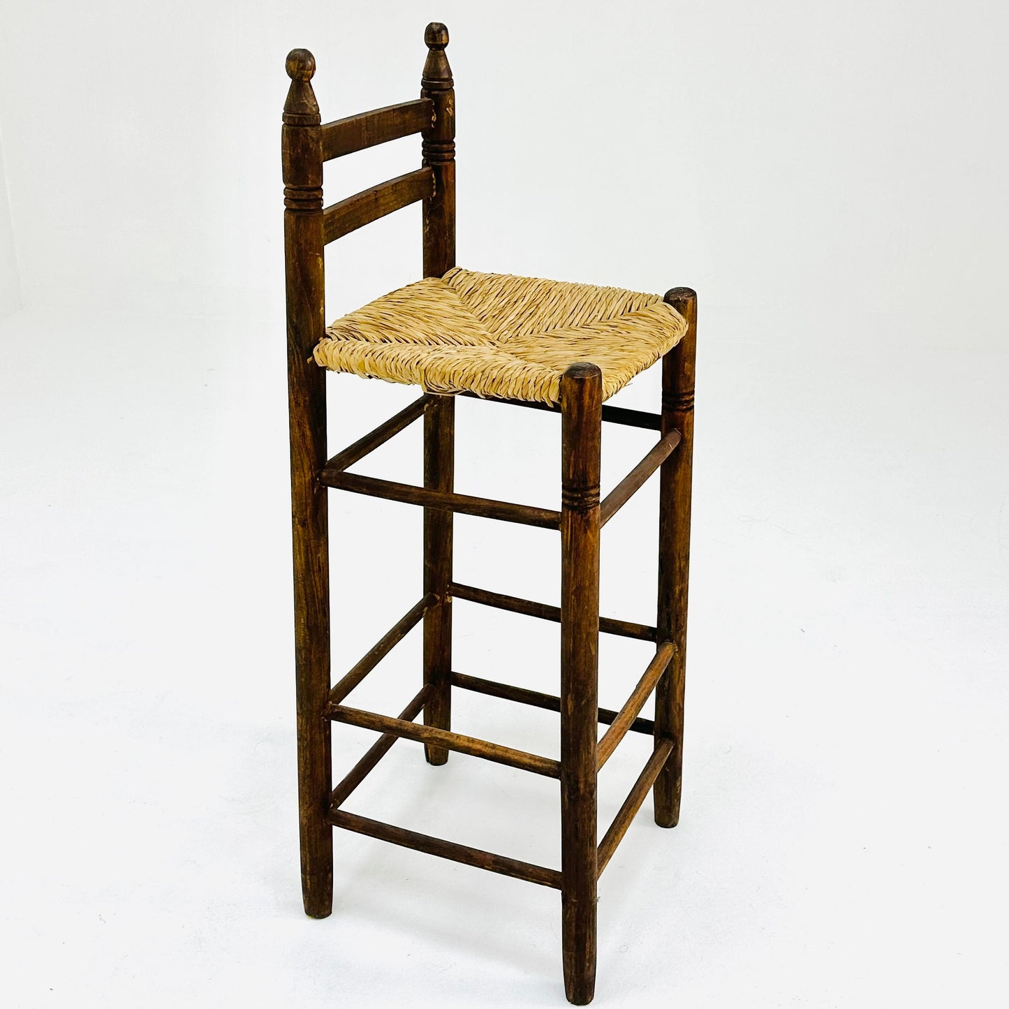 1 of 4 Mid century wood/wicker bar stools , 1960s, Italy