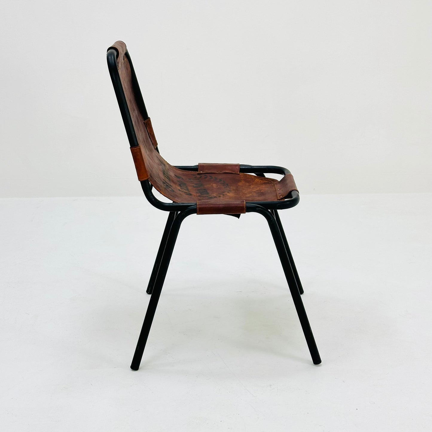 Bauhaus Les Arcs cognac leather Chair attributed to Charlotte Perriand, 1980s France