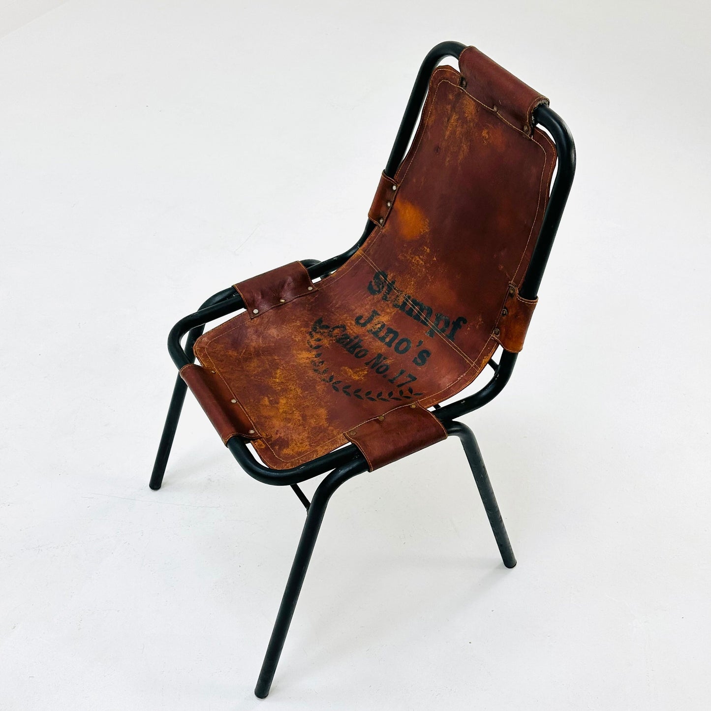 Bauhaus Les Arcs cognac leather Chair attributed to Charlotte Perriand, 1980s France