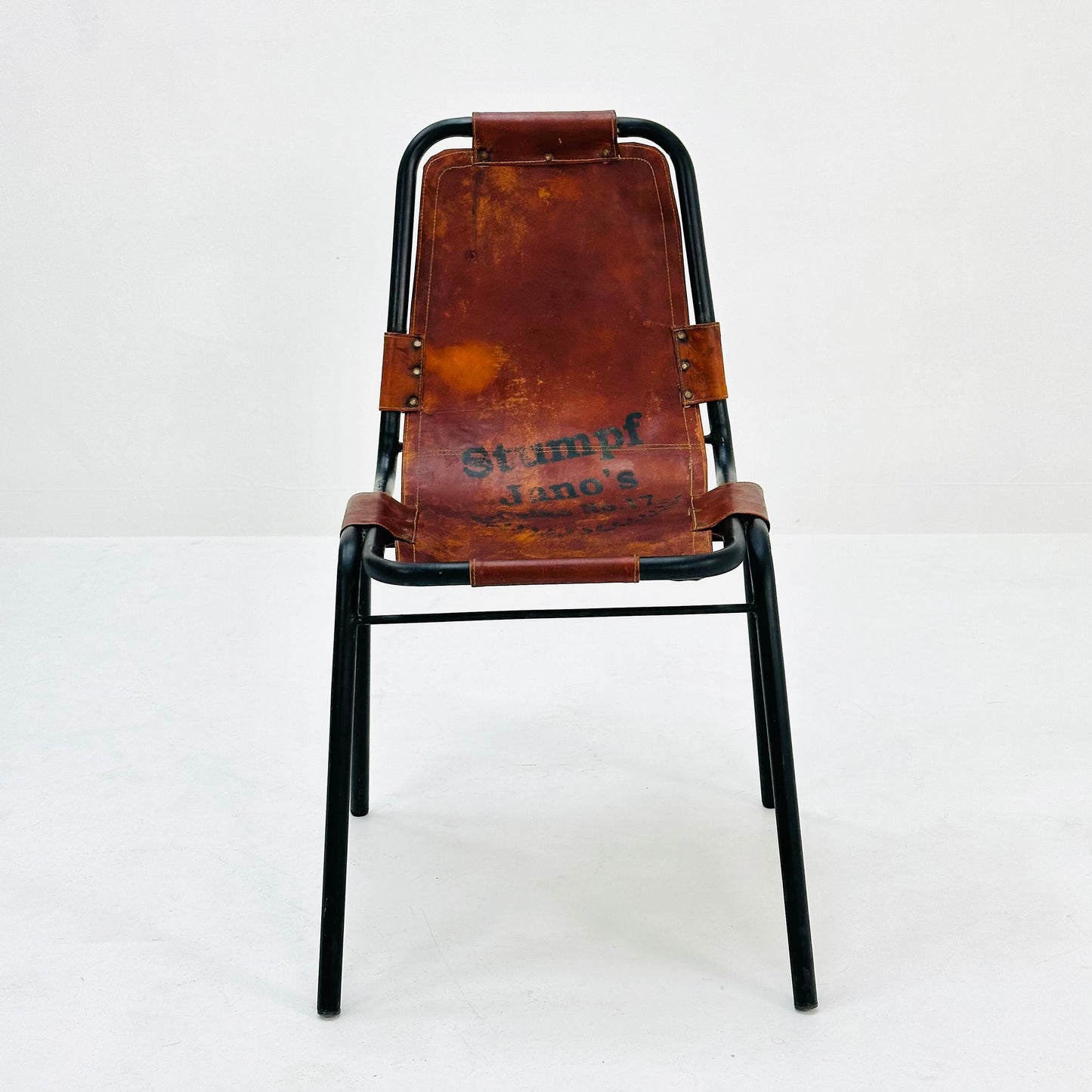 Bauhaus Les Arcs cognac leather Chair attributed to Charlotte Perriand, 1980s France