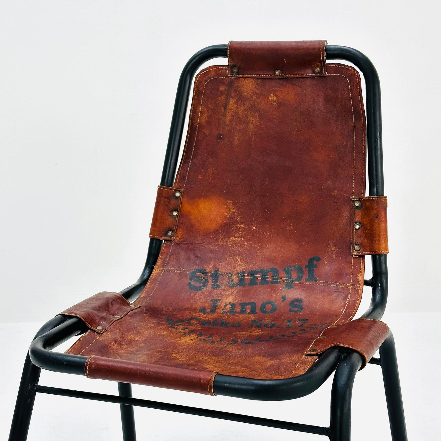 Bauhaus Les Arcs cognac leather Chair attributed to Charlotte Perriand, 1980s France