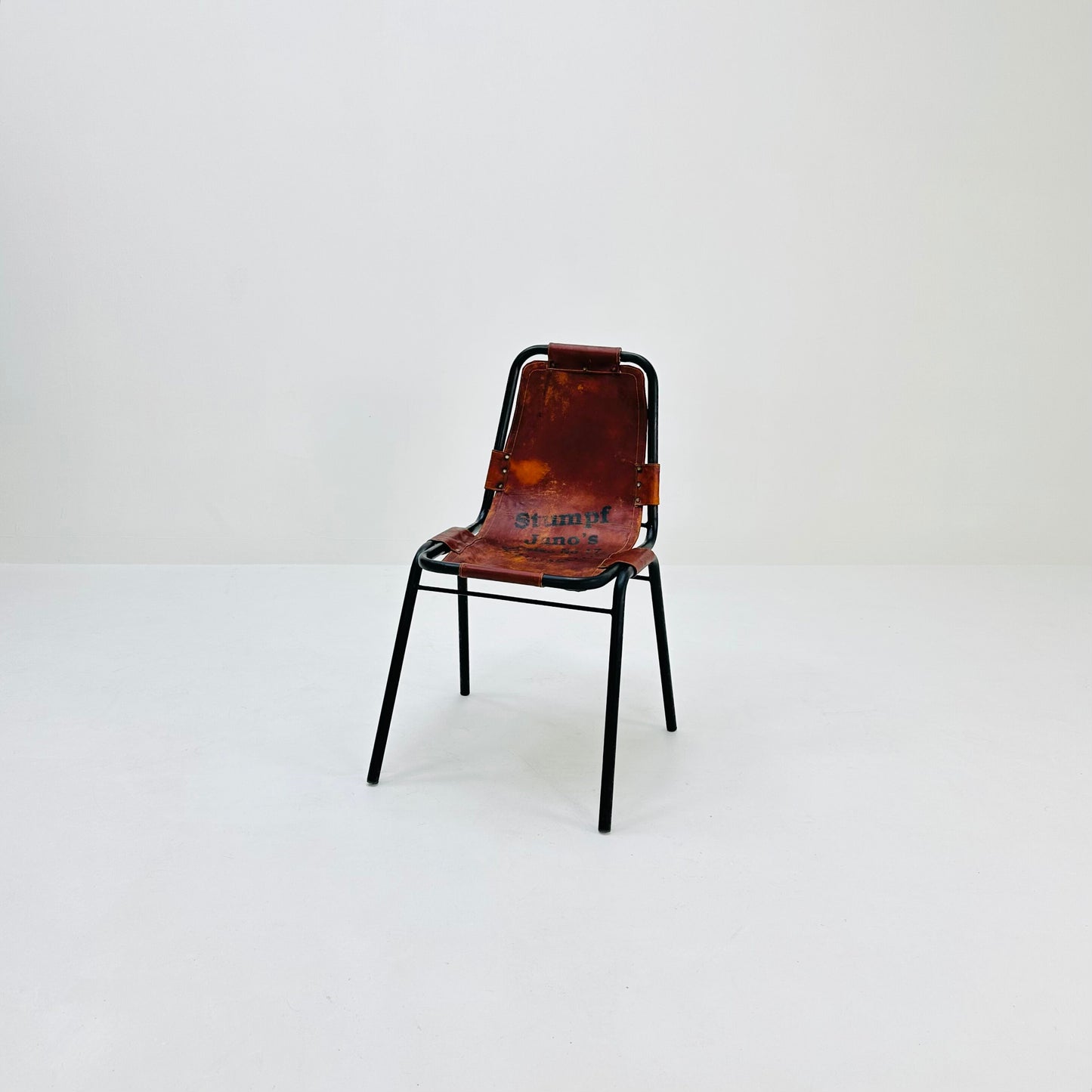 Bauhaus Les Arcs cognac leather Chair attributed to Charlotte Perriand, 1980s France
