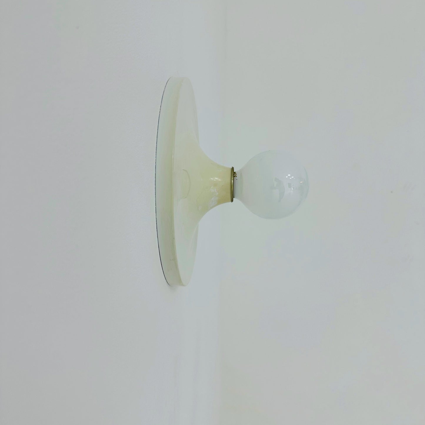 Space Age ceiling or wall round lamp ivory colored 1970s