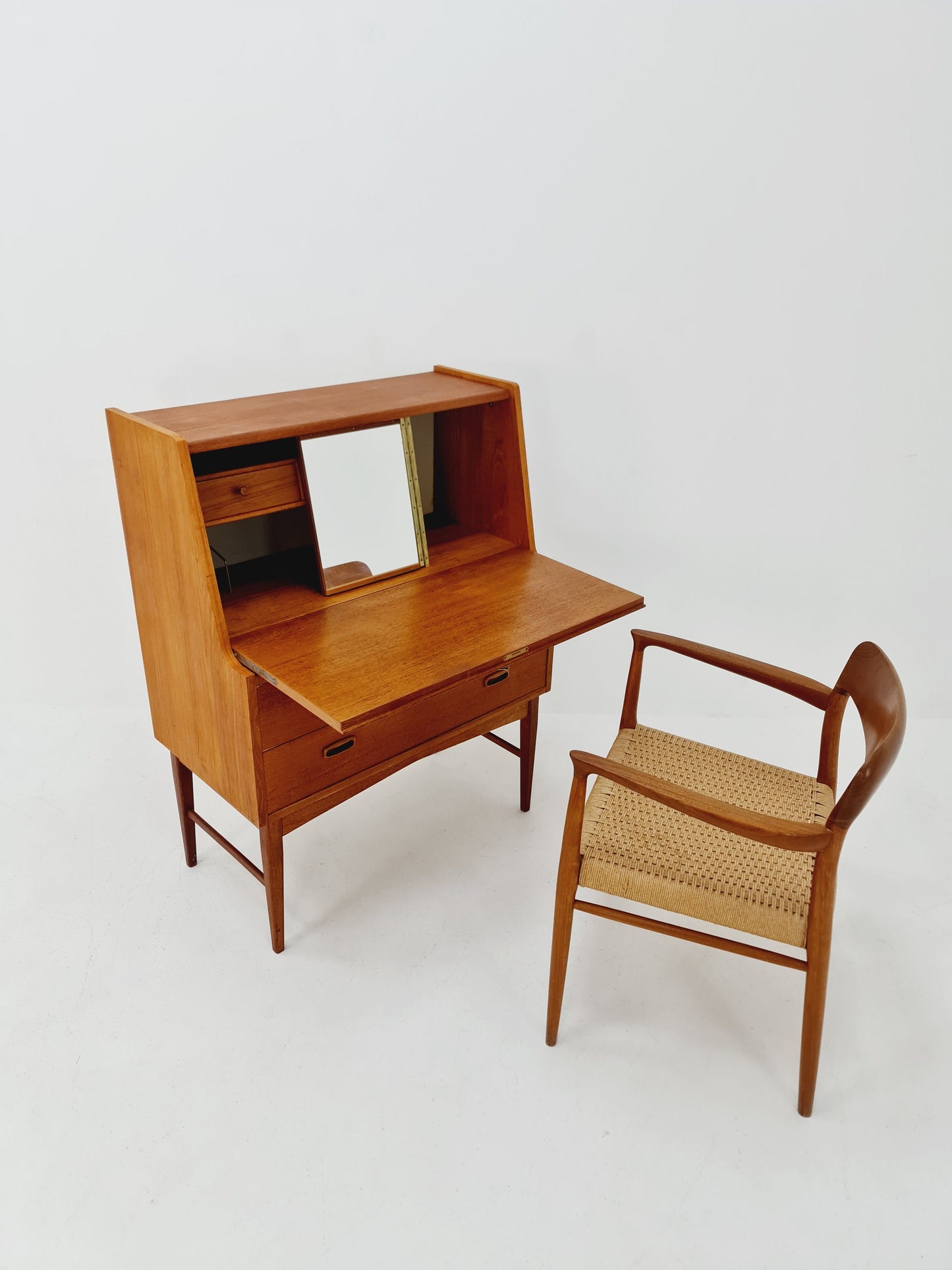 Midcentury Danish vintage teak secretary, vanity /Make up table By Arne Wahl Iversen, 1960s