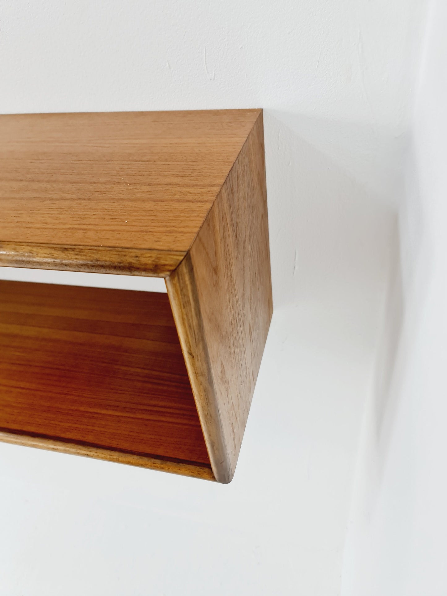Mid Century walnut German Mirror with walnut shelf , 60s