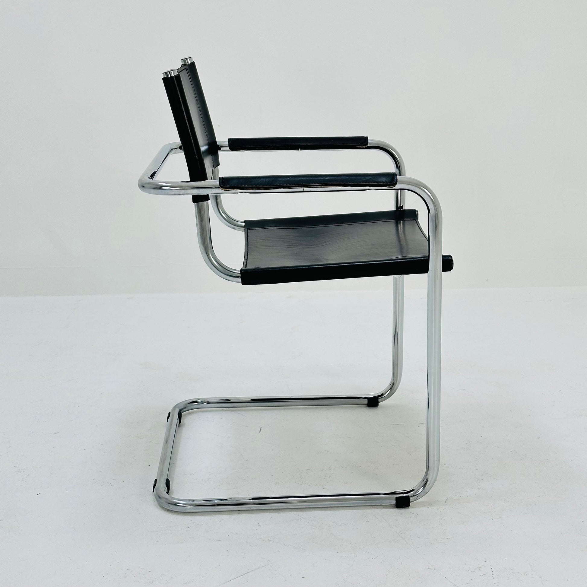 1 of 6 Mid Century iconic Mart Stam S34 armchair / Bauhaus chrome tube steel and leather / 80s vintage cantilever chair s43