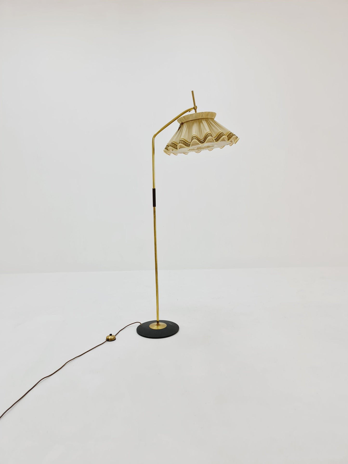 Mid century brass German arc floor Flex lamp By München Werkstätten, 1960s