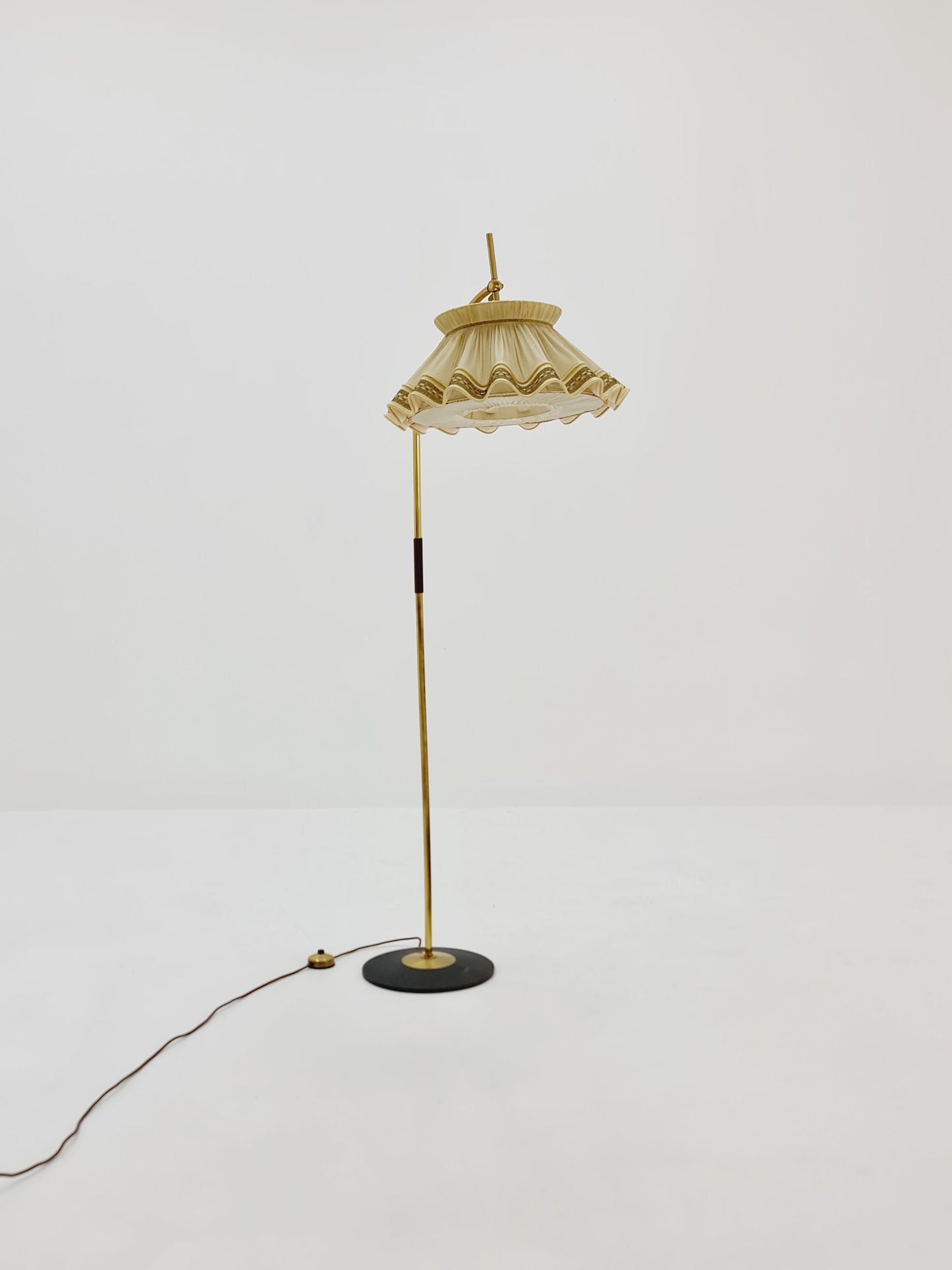 Mid century brass German arc floor Flex lamp By München Werkstätten, 1960s