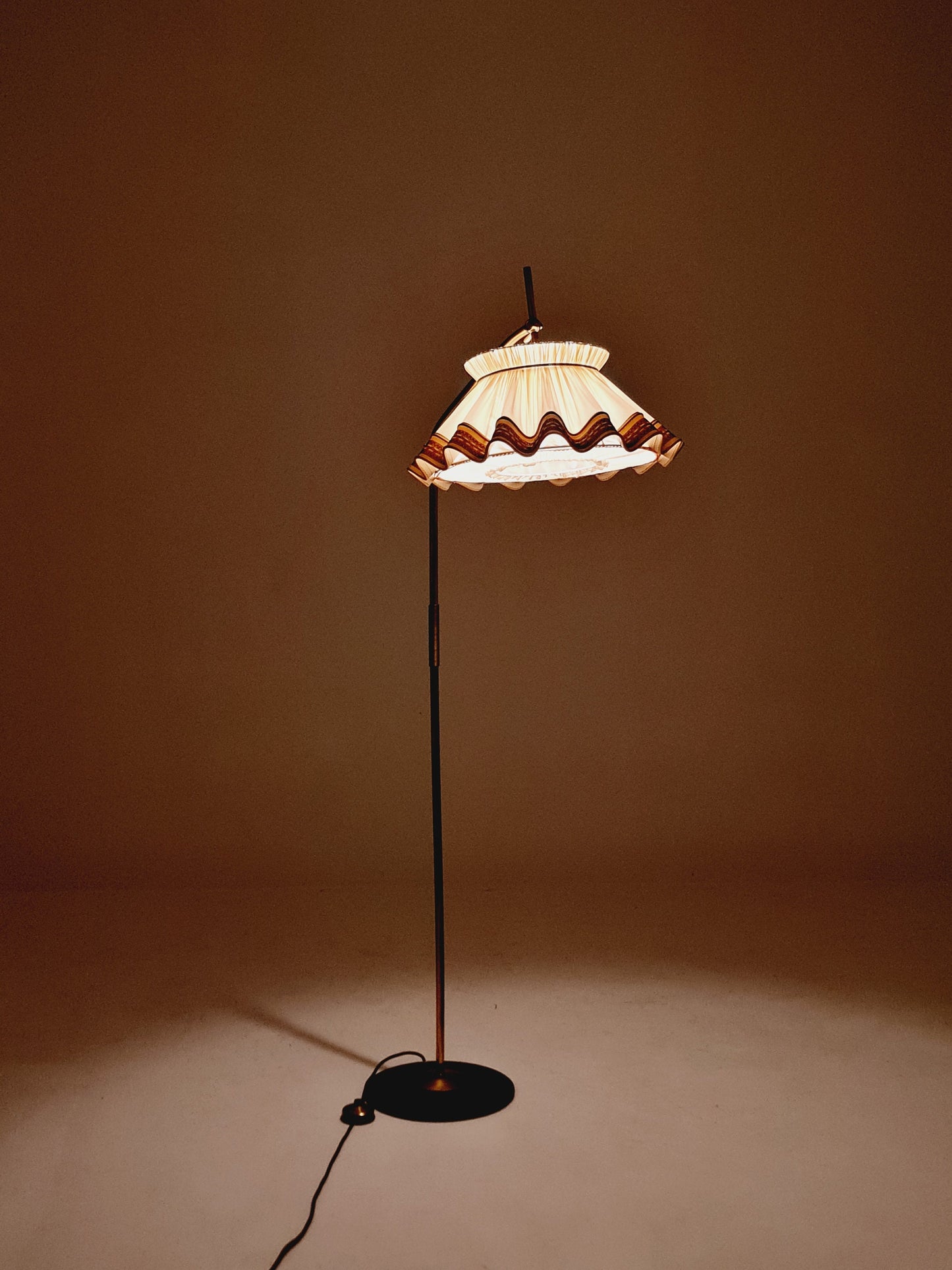 Mid century brass German arc floor Flex lamp By München Werkstätten, 1960s