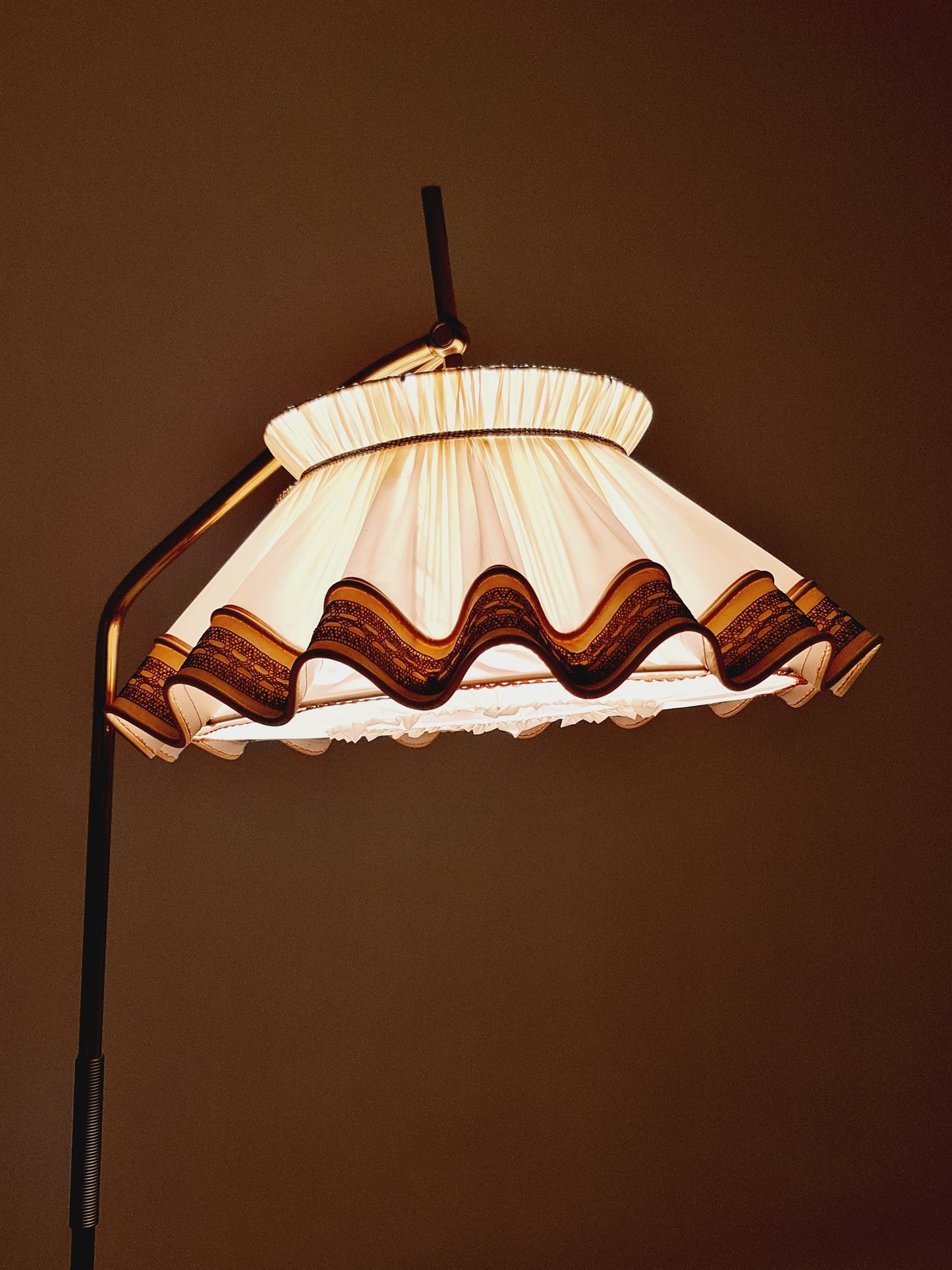 Mid century brass German arc floor Flex lamp By München Werkstätten, 1960s