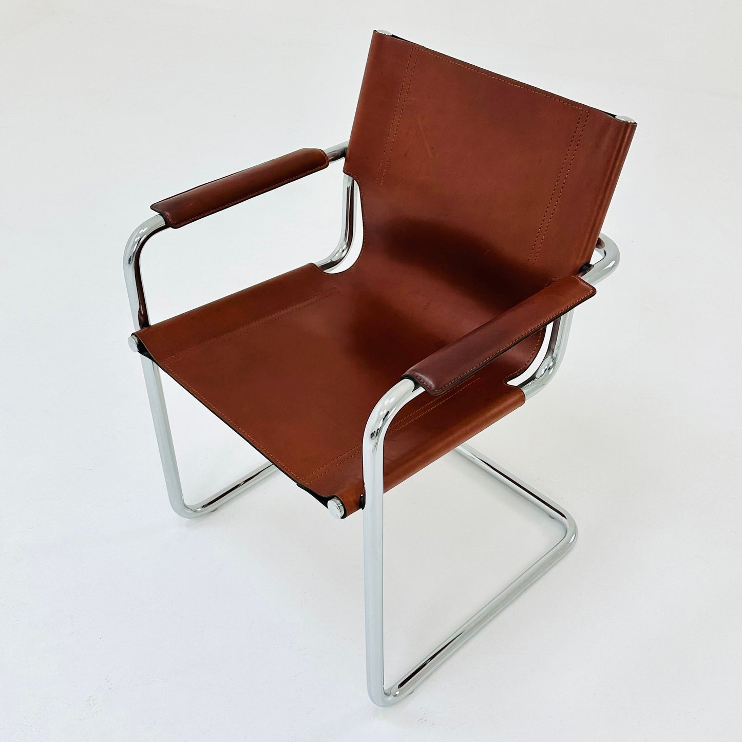 Set of 2 Bauhaus Matteo Grassi visitor chair in congac leather 1980s Italy