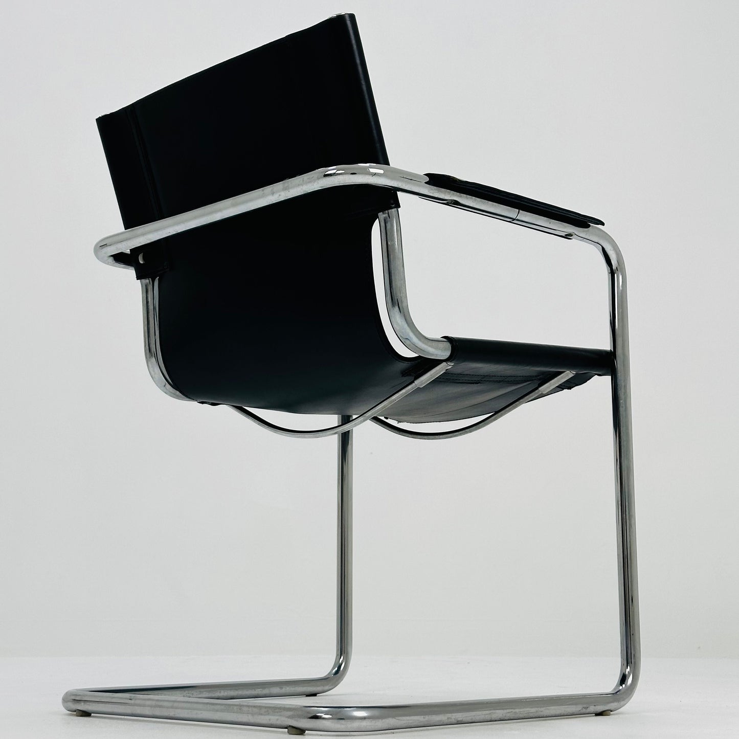 1 of 10 Matteo Grassi visitor chair in black leather Italy 1980s