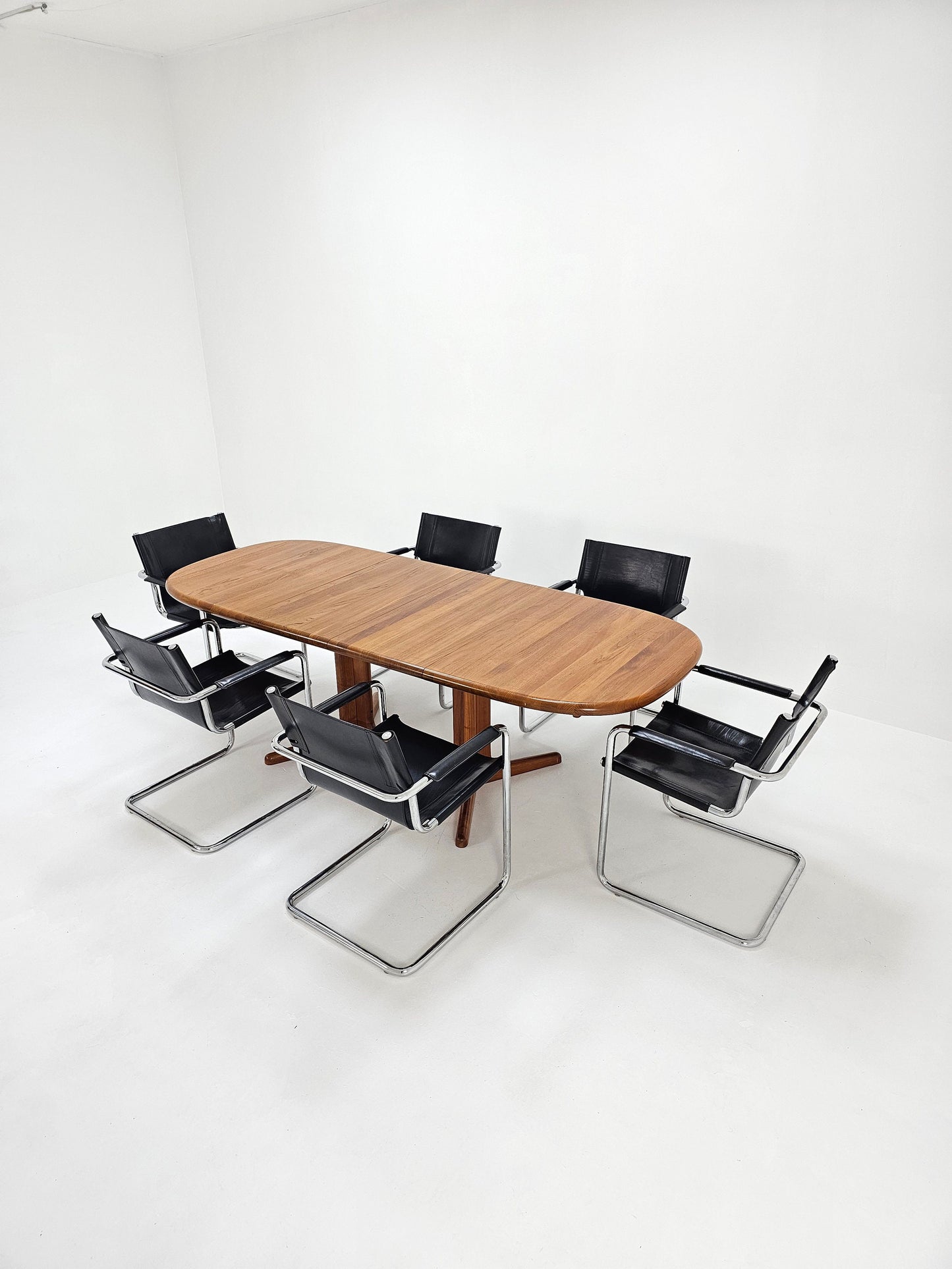 Vintage Danish Solid Teak Oval Dining table by Glostrup , 1960s