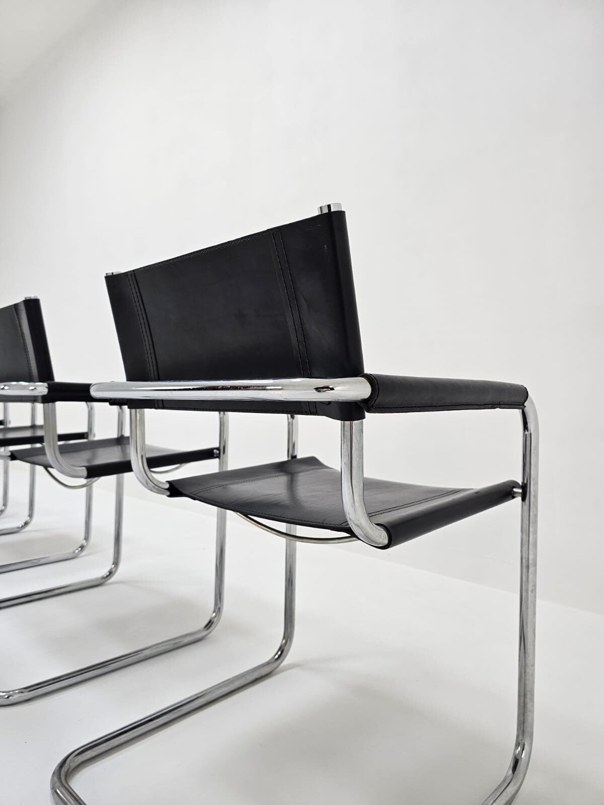 Set of 4 black Model B34 Centro Studi Desk Chair by Mart Stam & Marcel Breuer for Fasem Italy 1980s
