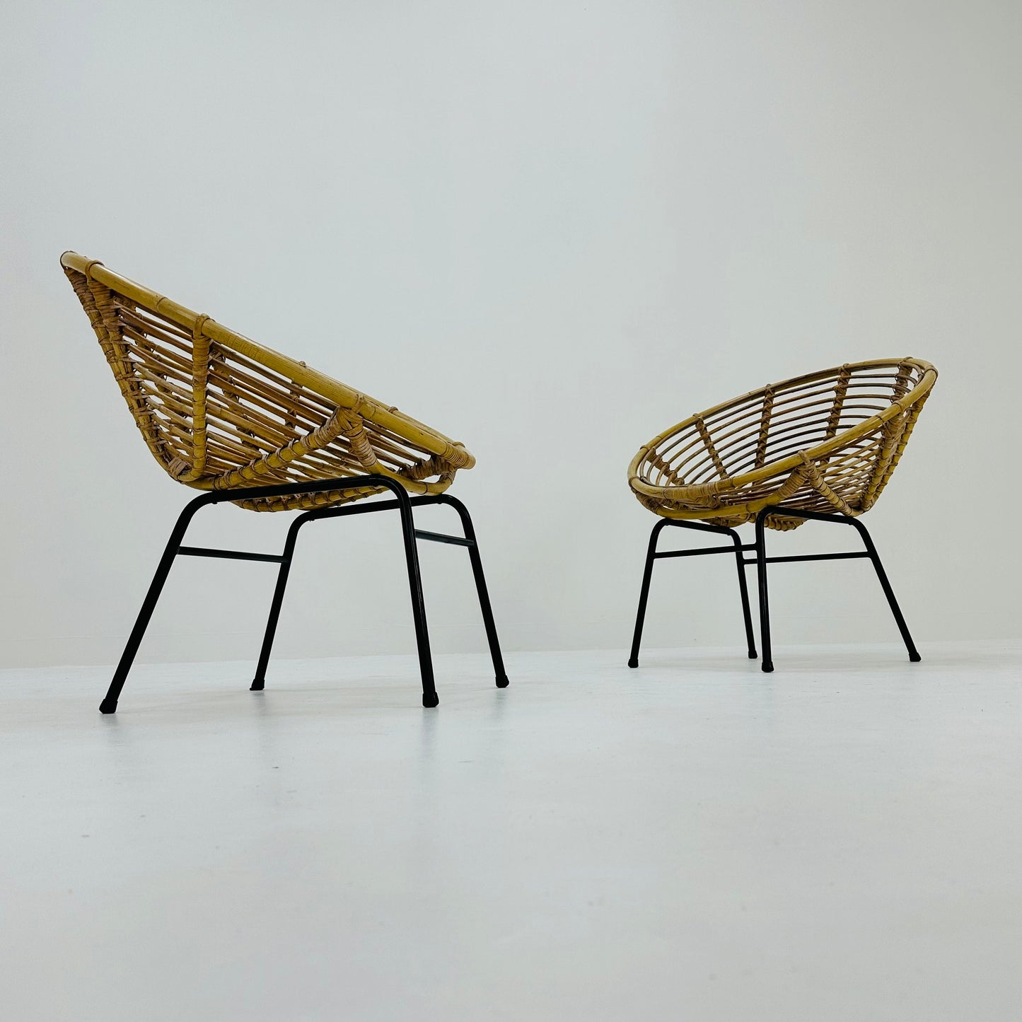 Mid-Century Bamboo & Metal Chairs from Rohe Noordwolde, 1960s, Set of 2