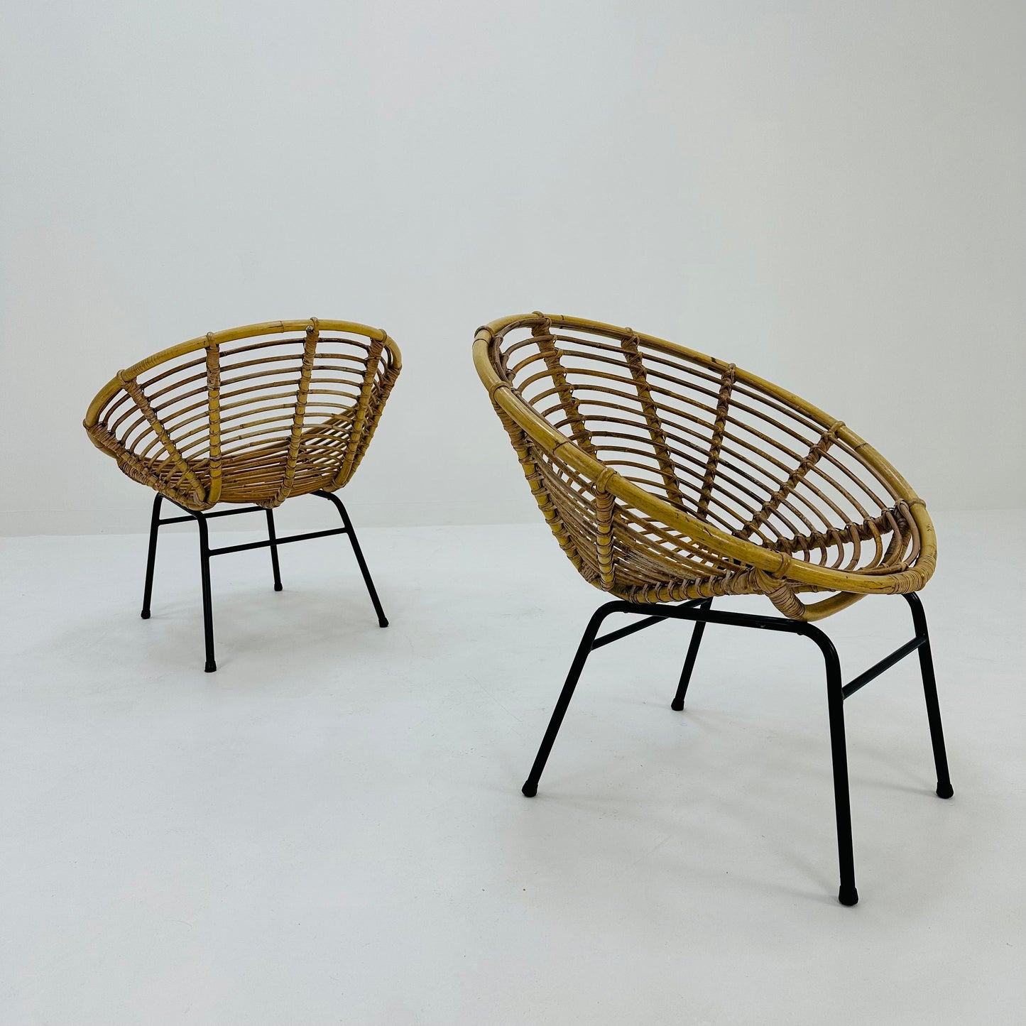 Mid-Century Bamboo & Metal Chairs from Rohe Noordwolde, 1960s, Set of 2