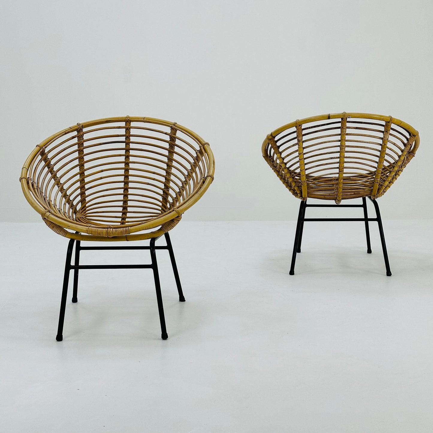 Mid-Century Bamboo & Metal Chairs from Rohe Noordwolde, 1960s, Set of 2