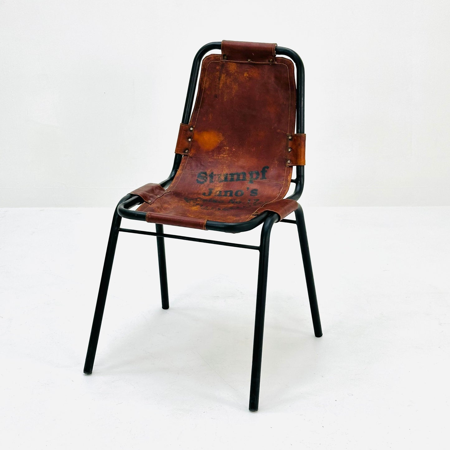 Bauhaus Les Arcs cognac leather Chair attributed to Charlotte Perriand, 1980s France