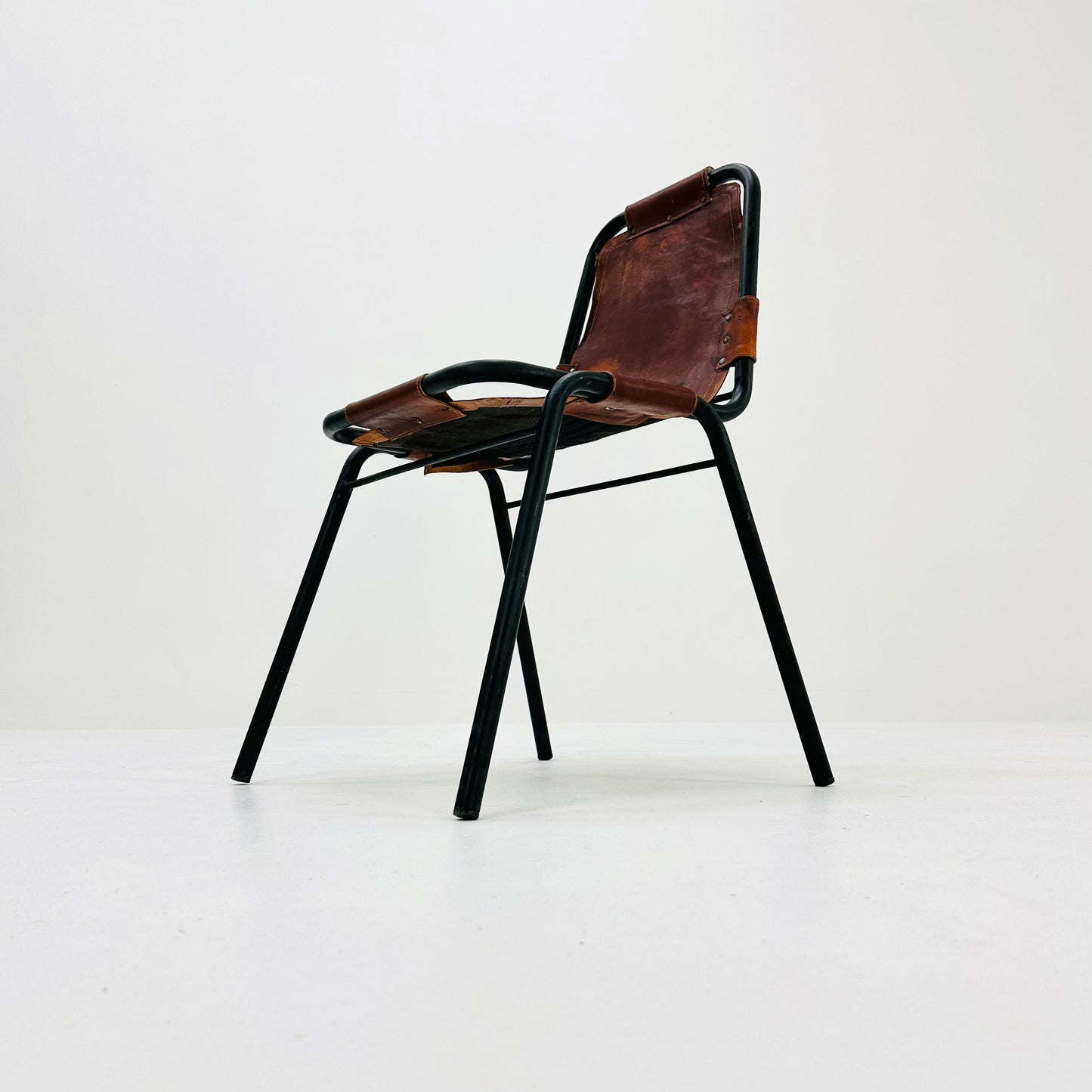 Bauhaus Les Arcs cognac leather Chair attributed to Charlotte Perriand, 1980s France