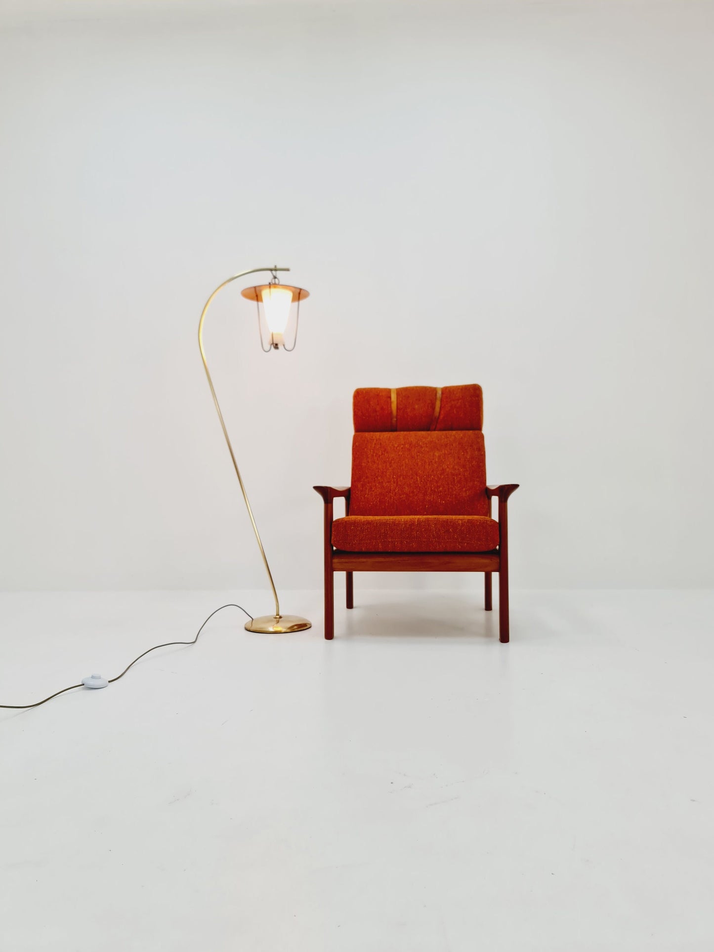 Mid century brass German arc floor lamp, 1960s
