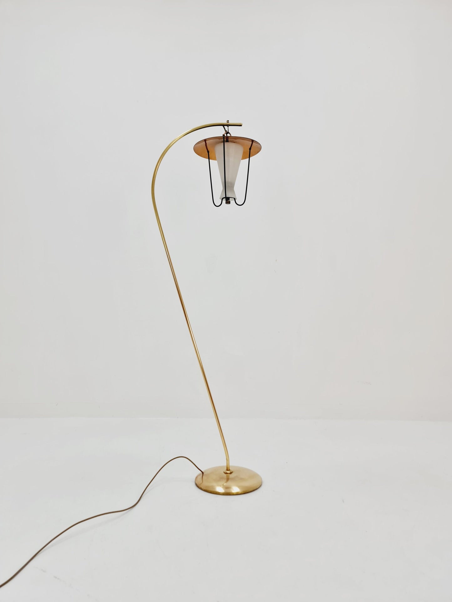 Mid century brass German arc floor lamp, 1960s