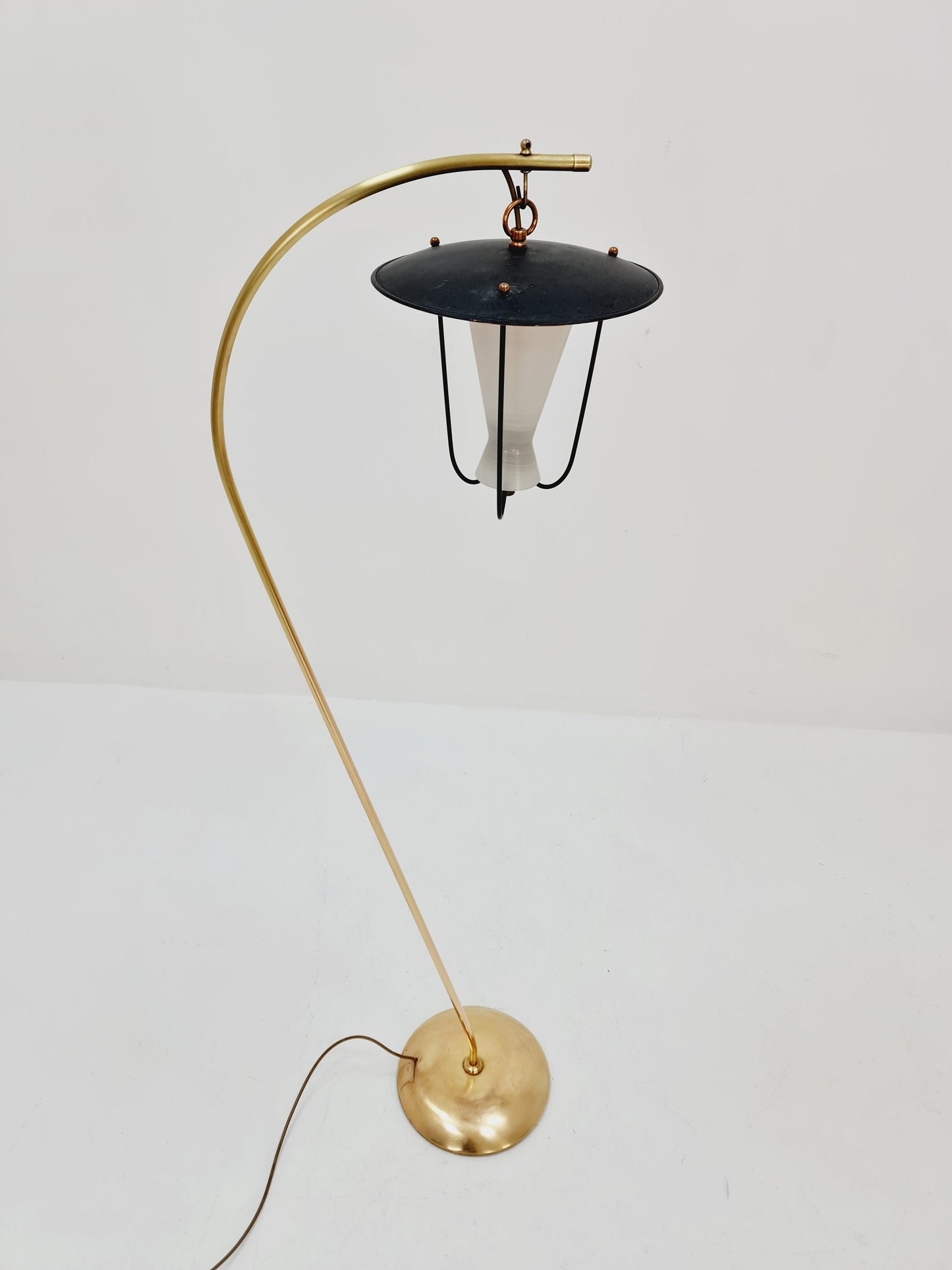 Mid century brass German arc floor lamp, 1960s