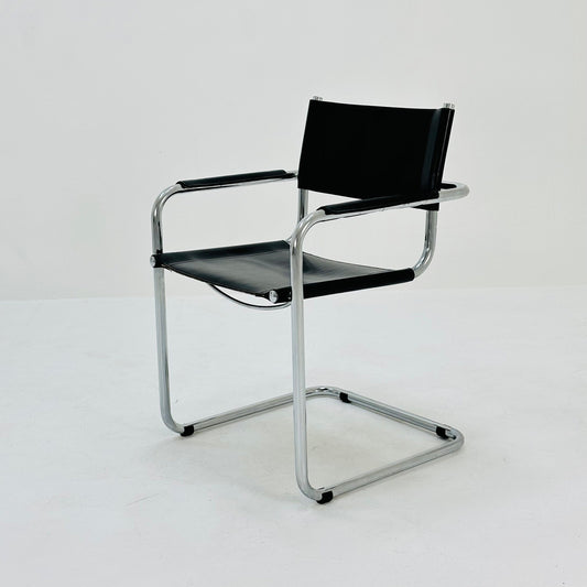 1 of 6 Mid Century iconic Mart Stam S34 armchair / Bauhaus chrome tube steel and leather / 80s vintage cantilever chair s43