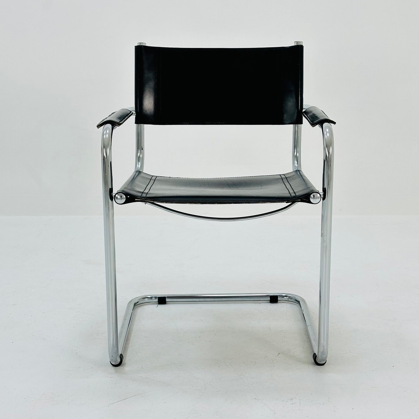 1 of 6 Mid Century iconic Mart Stam S34 armchair / Bauhaus chrome tube steel and leather / 80s vintage cantilever chair s43