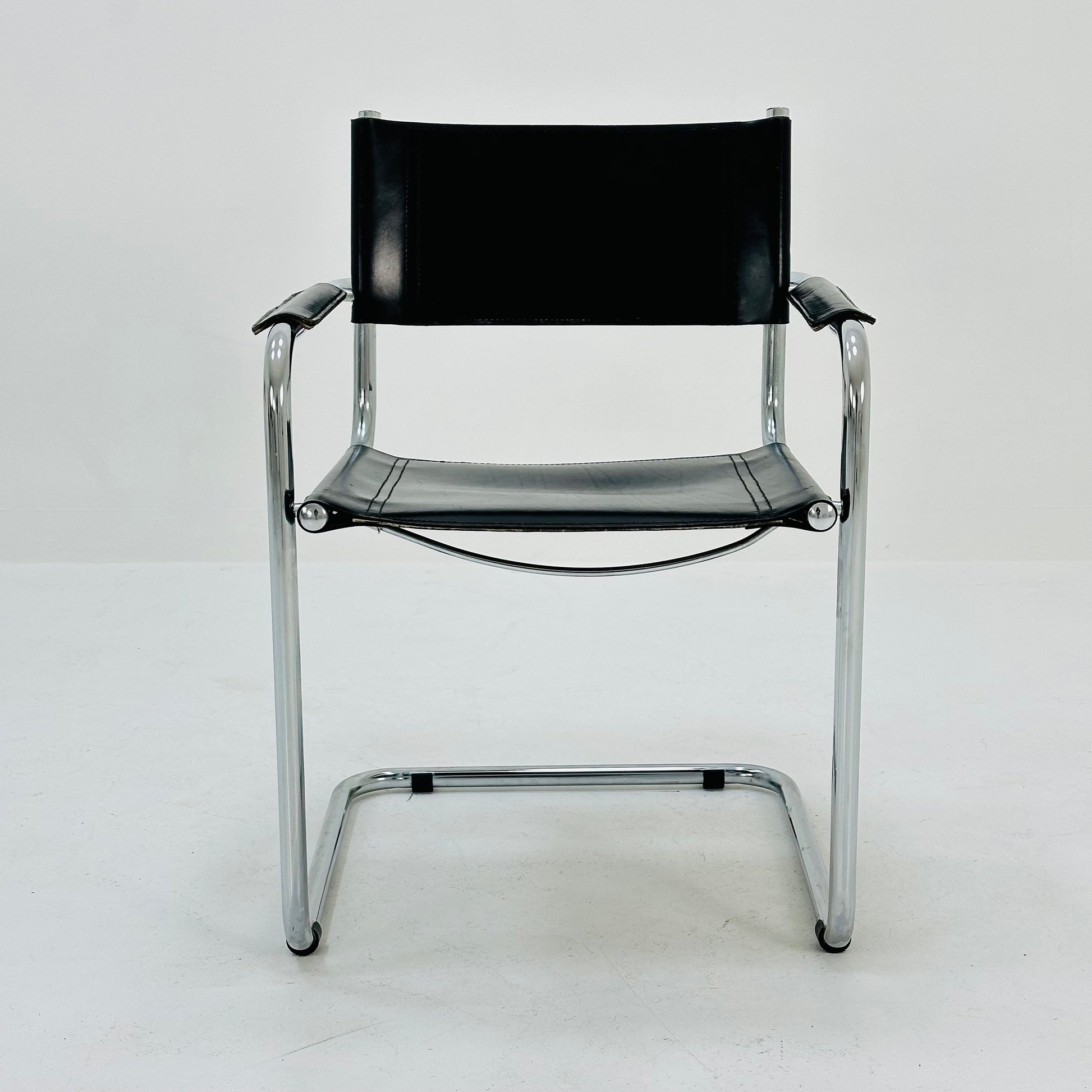1 of 6 Mid Century iconic Mart Stam S34 armchair / Bauhaus chrome tube steel and leather / 80s vintage cantilever chair s43