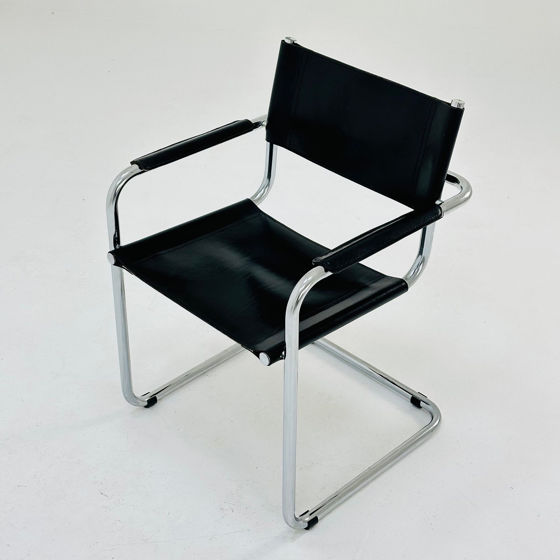1 of 6 Mid Century iconic Mart Stam S34 armchair / Bauhaus chrome tube steel and leather / 80s vintage cantilever chair s43