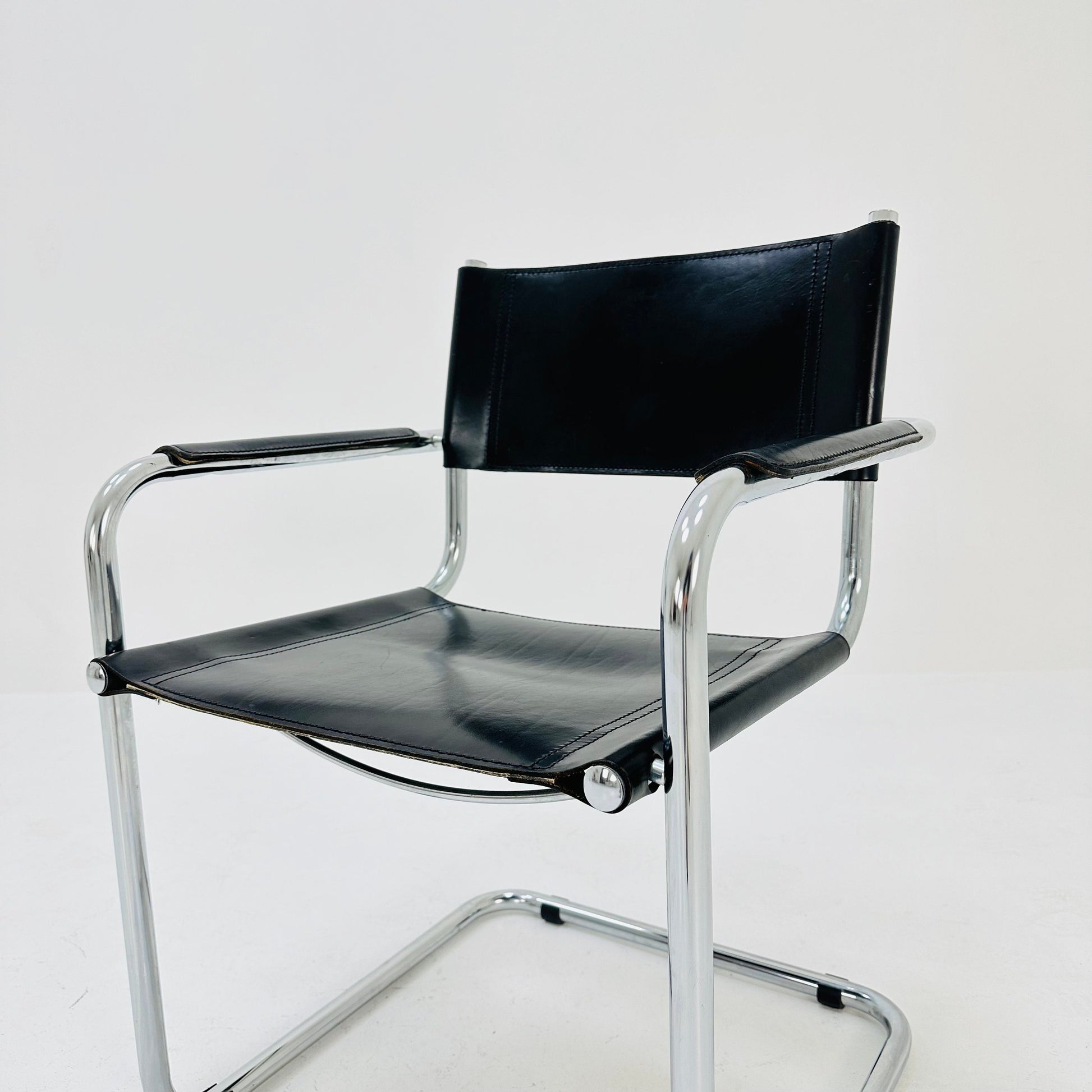 1 of 6 Mid Century iconic Mart Stam S34 armchair / Bauhaus chrome tube steel and leather / 80s vintage cantilever chair s43