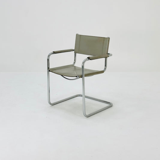 Bauhaus armchair model s34 Centro Studi gray leather by Mart Stam & Marcel Breuer, 1980s