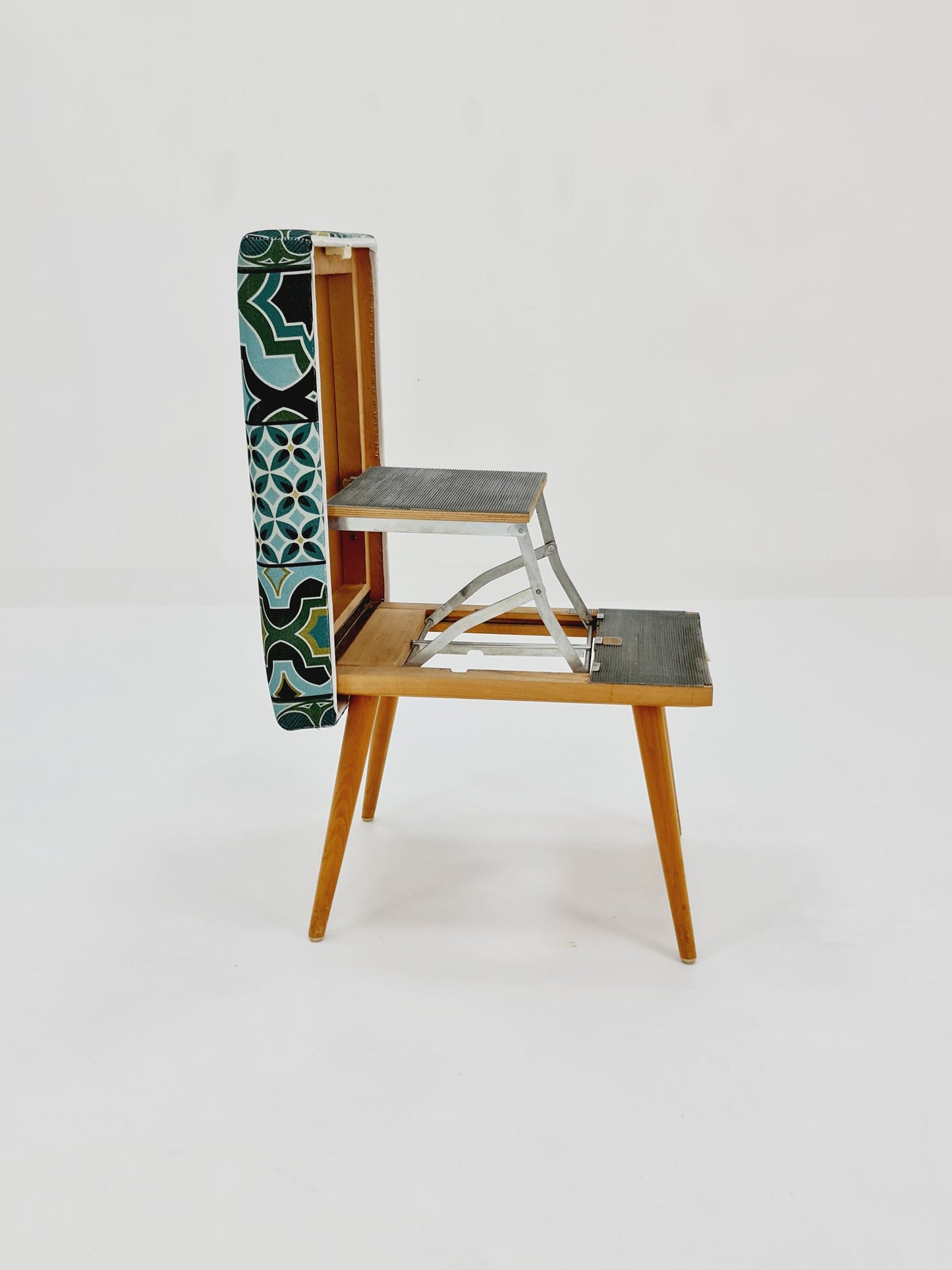 Mid century modern German footstool with extension ladder from the 50s By Cor